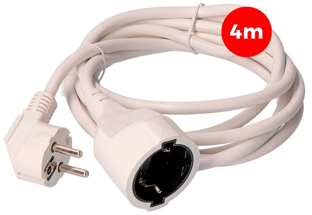 Cabo alongador EDM 3 x 1,5 mm Branco 4 m