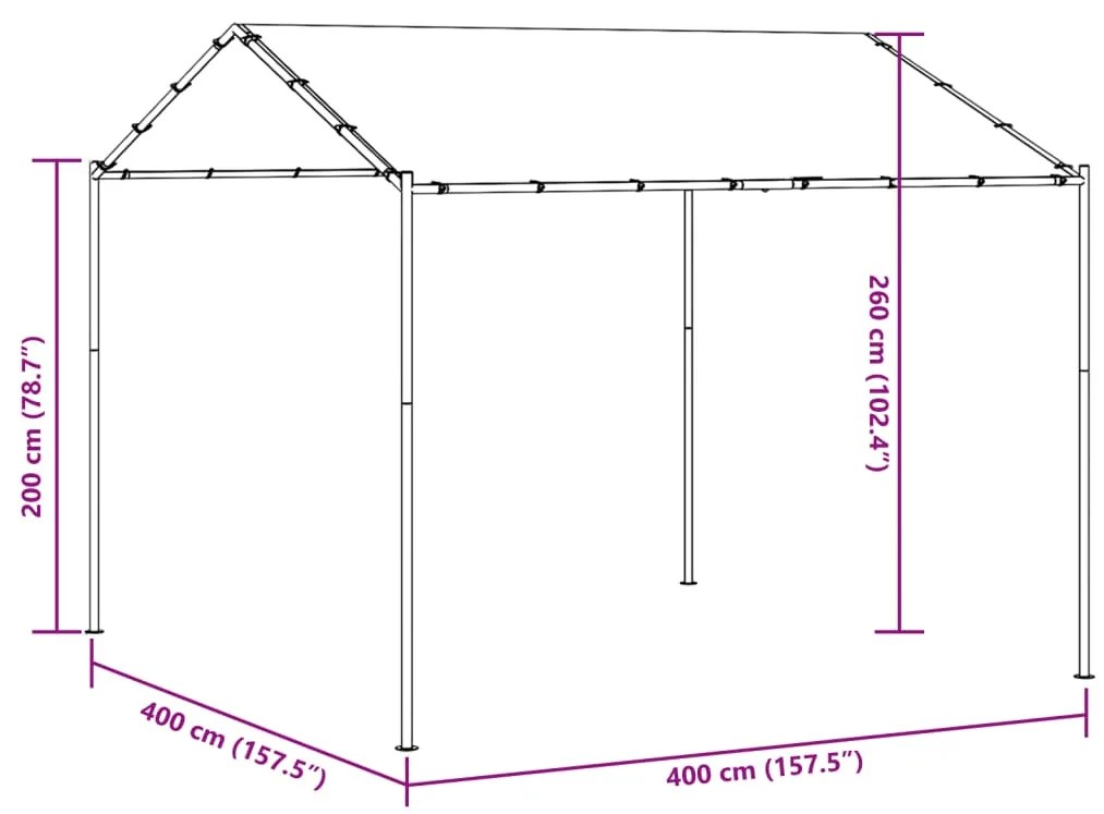 Tenda com toldo 4x3 m aço e tecido antracite