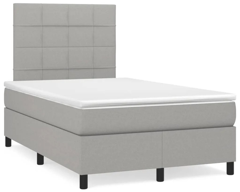 Cama boxspring com colchão 120x190 cm tecido cinzento-claro