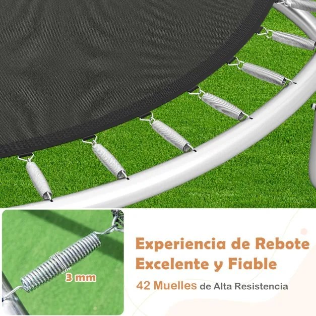 Trampolim exterior Ø305 cm com escada redondo com rede de segurança, cobertura de borda e estrutura metálica Laranja