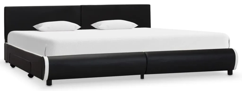 vidaXL Estrutura de cama com gavetas 180x200cm couro artificial preto