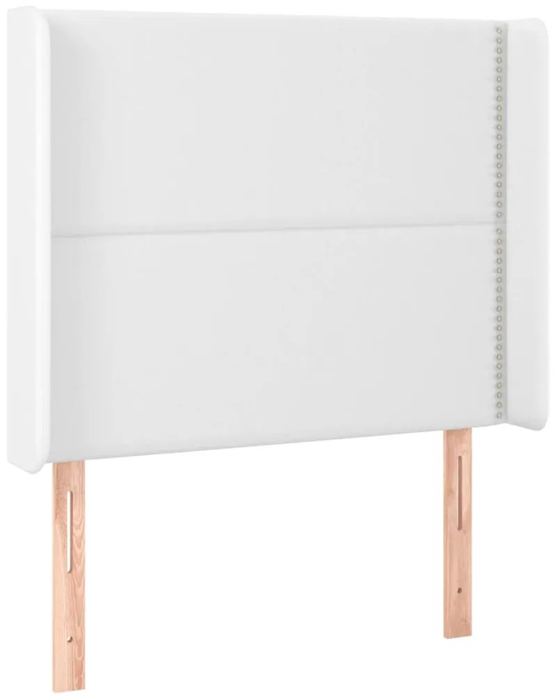 Cabeceira cama c/ LED couro artificial 103x16x118/128 cm branco