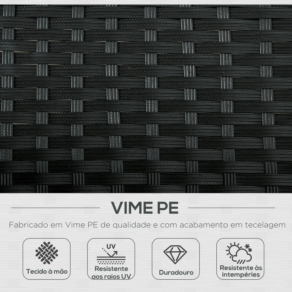 Conjunto de Espreguiçadeiras Exterior de Vime 2 Lugares com Almofadas