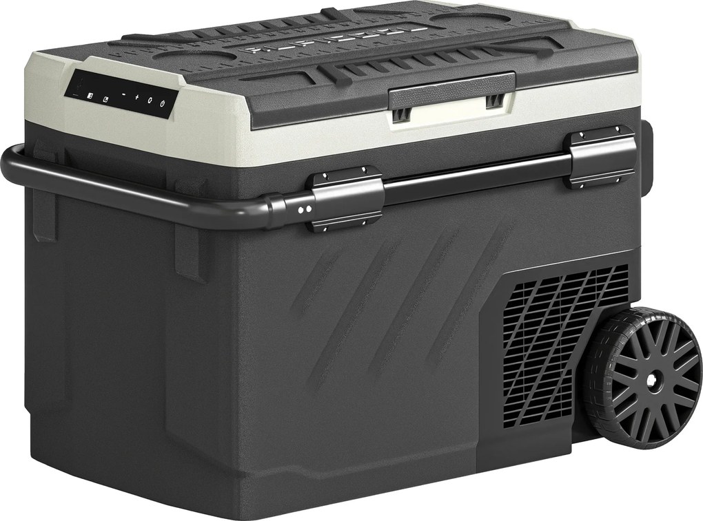 Outsunny Geladeira Elétrica para Carro 40L de Dupla Zona, Controle via Aplicativo, Alça Telescópica, -20℃ a 20℃, Preto | Aosom Portugal