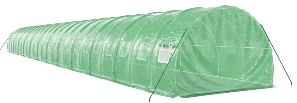 Estufa com estrutura de aço 72 m² 24x3x2 m verde