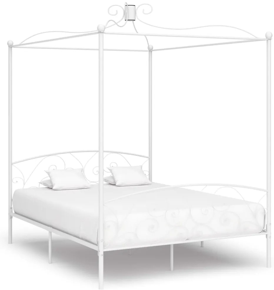 Estrutura de cama dossel 160x200 cm metal branco