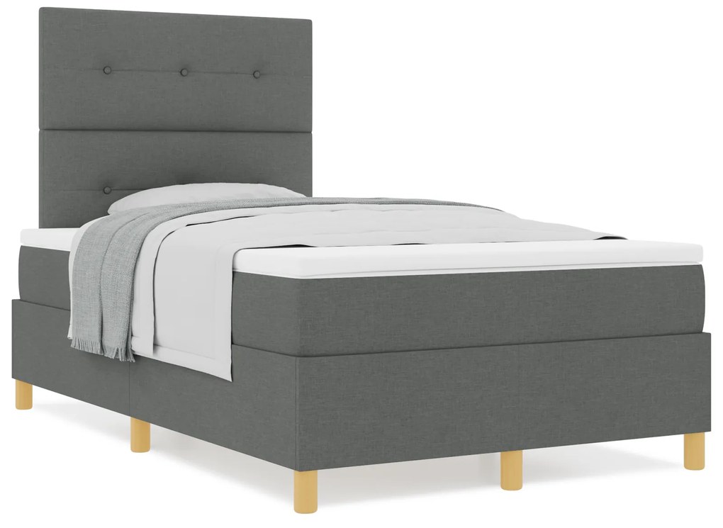 Cama Box Spring com Colchão Cinza Escuro 120x200 cm Tecido