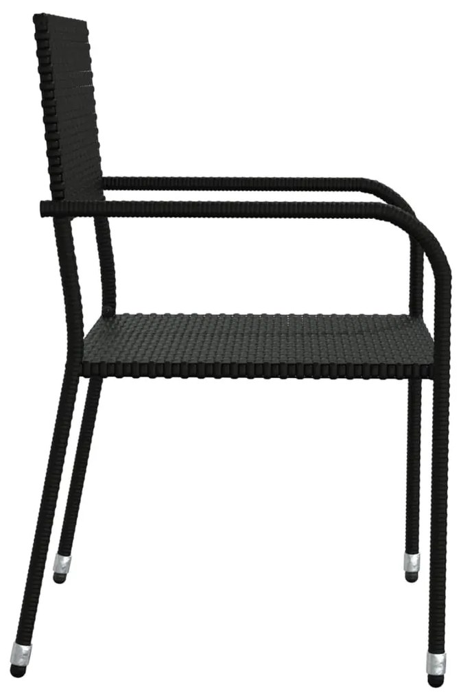 5 pcs conjunto de jantar para jardim vime PE e aço preto