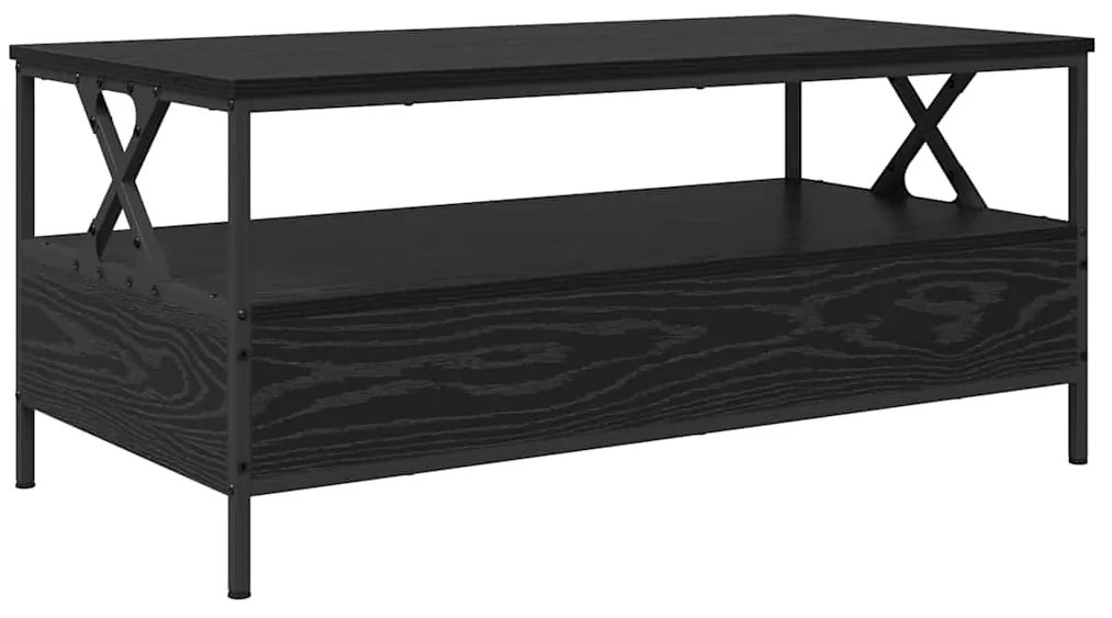 Mesa de centro com gaveta com prateleira Carvalho preto 100 x 51 x 45