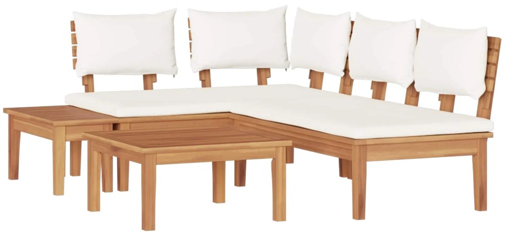 vidaXL Conjunto de Sofá de Jardim 4 pcs Marrom e Creme