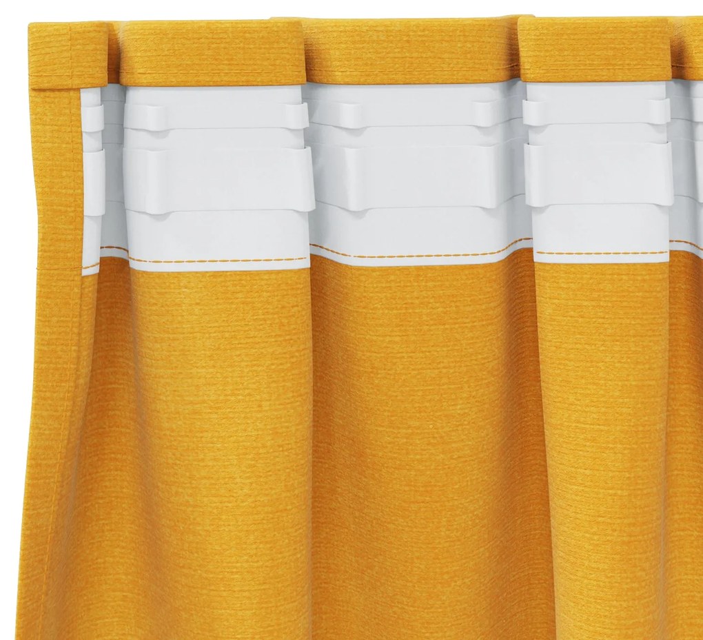 Cortinas Blackout vidaXL com fita superior 2 pcs Amarelo Mostarda Velu
