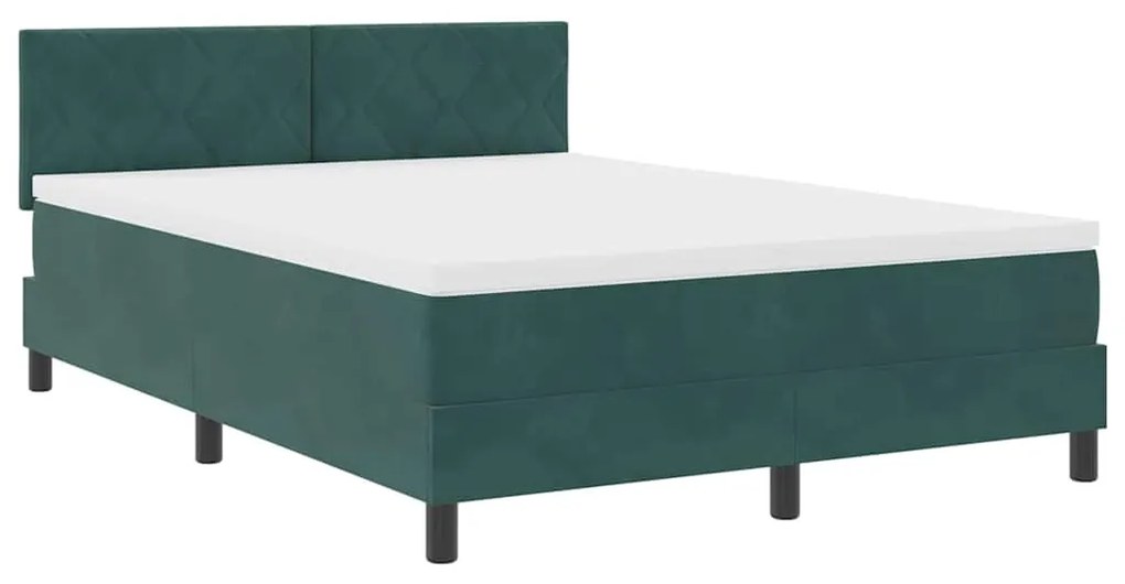 Cama Box Spring vidaXL com Colchão Verde Escuro 140x200 cm Veludo