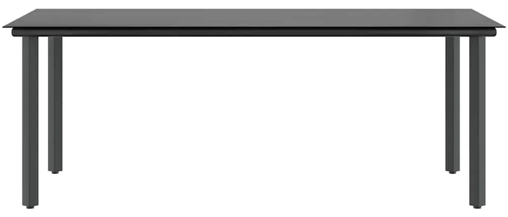 Conjunto de jantar jardim 9 peças almofadas vidro vime PE preto