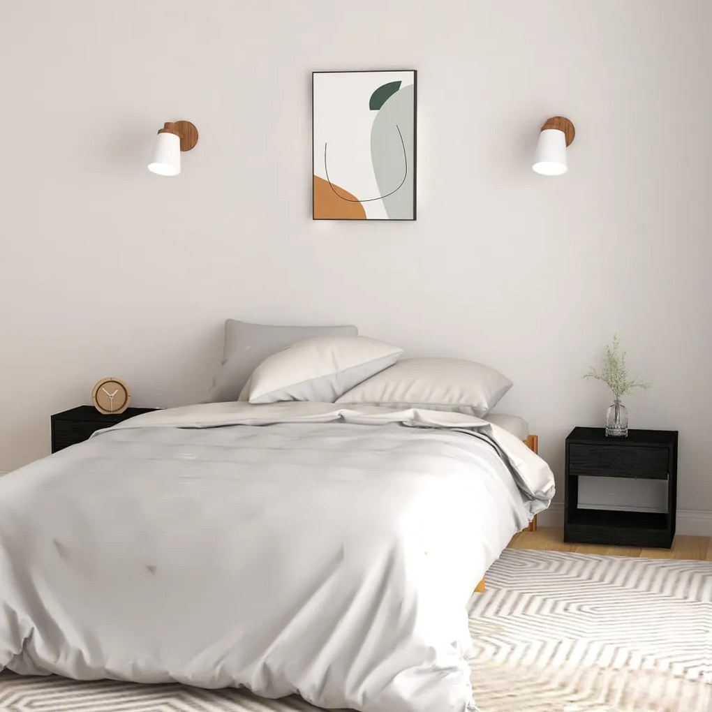 vidaXL Mesas de cabeceira 2 pcs 40x31x40 cm pinho maciço preto