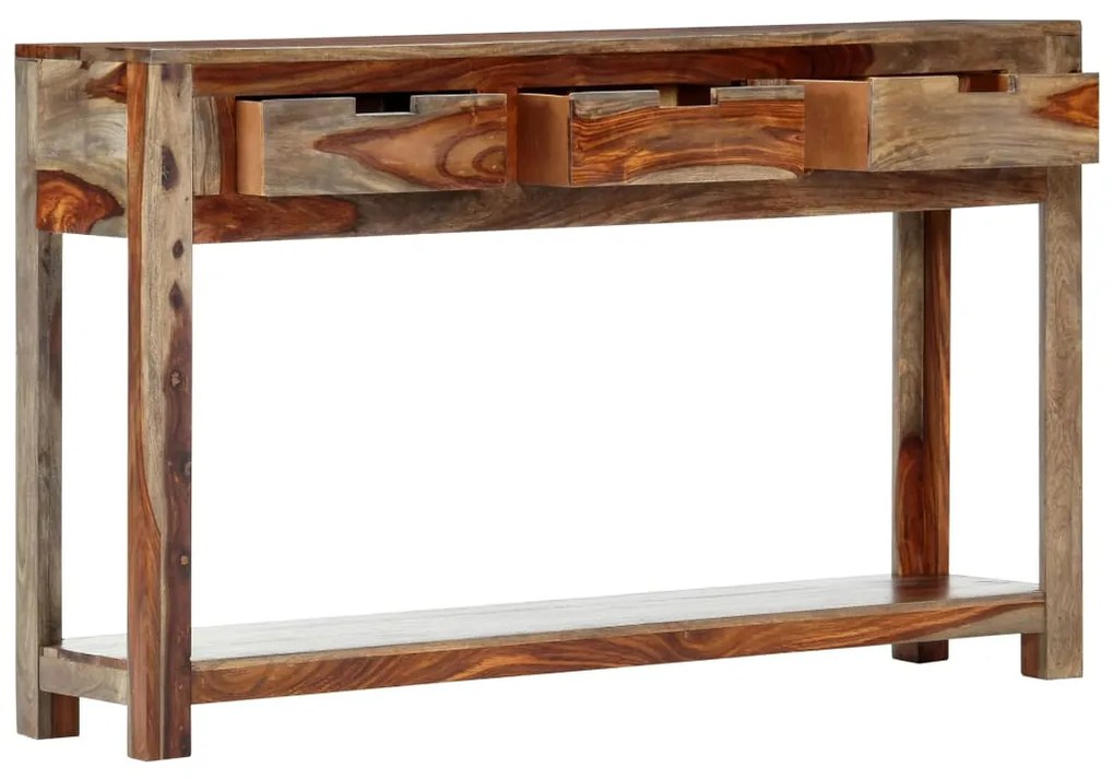 Mesa consola c/ 3 gavetas 120x30x75 cm madeira acácia maciça