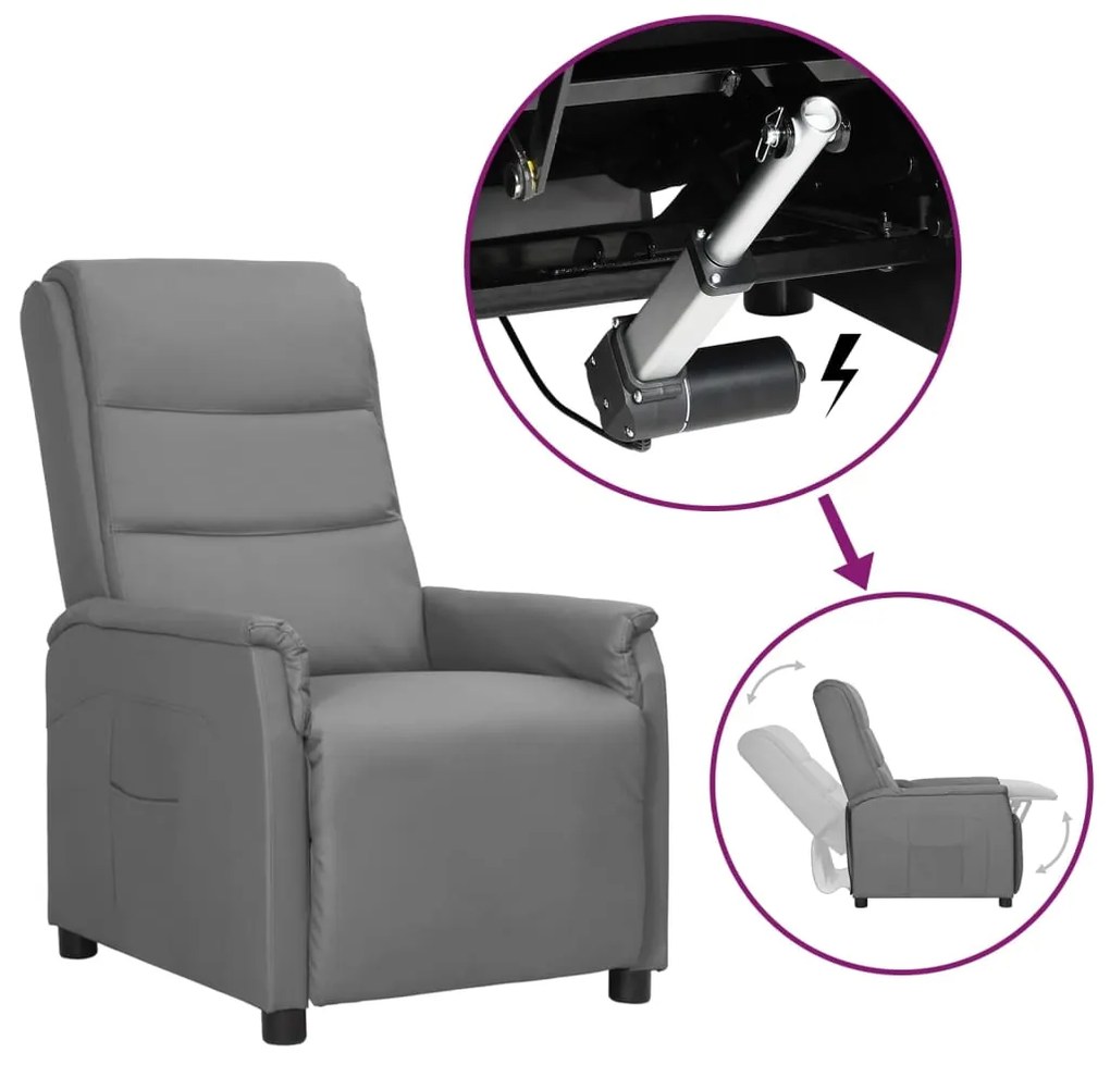 vidaXL Poltrona elevatória couro artificial cinzento