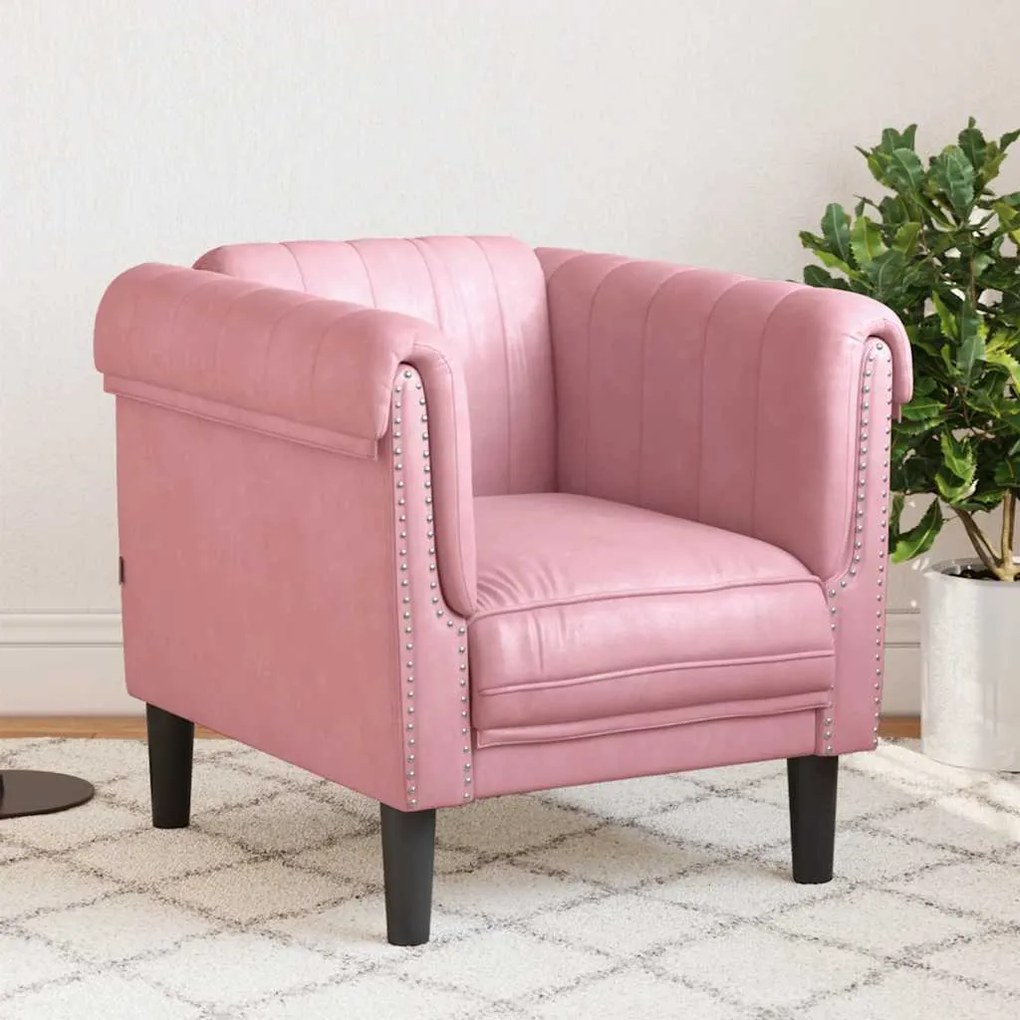 vidaXL Poltrona veludo rosa