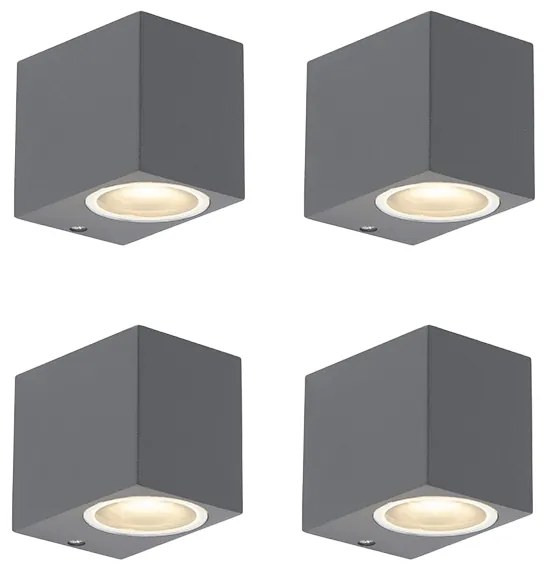 Conjunto de 4 Apliques Modernos Cinza Escuro IP44 - Baleno Moderno