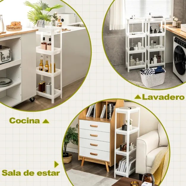 Conjunto de 2 estantes de casa de banho ou cozinha de 3 camadas 36 x 23 x 99,5 cm branco