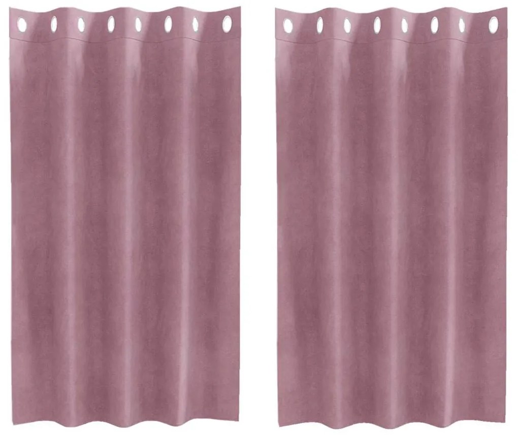 Cortinas Blackout vidaXL com Ilhós 2 pcs Veludo Rosa Escuro