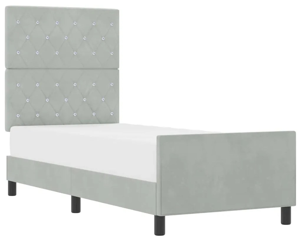 Cama de Veludo Cinza Claro vidaXL 80x200 cm
