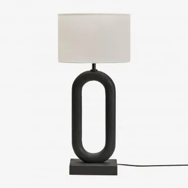 Candeeiro De Mesa Em Madeira De Manga Tiberia Preto Claro & Branco Ø30 Cm - ↑20 Cm Arlina - Sklum