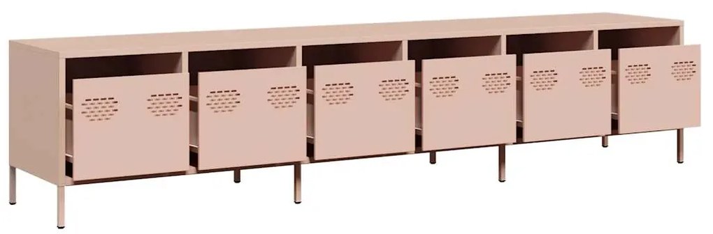 Móvel de TV 202x39x43,5 cm aço laminado a frio rosa