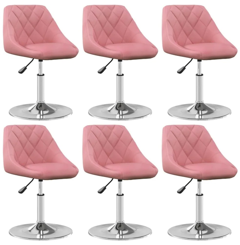 Cadeiras de jantar giratórias 6 pcs veludo rosa