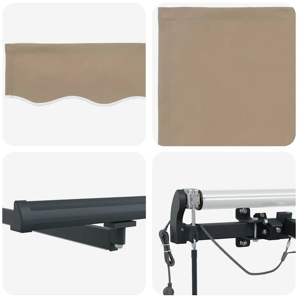 Toldo Retrátil Automático com LED Bege 400x300 cm
