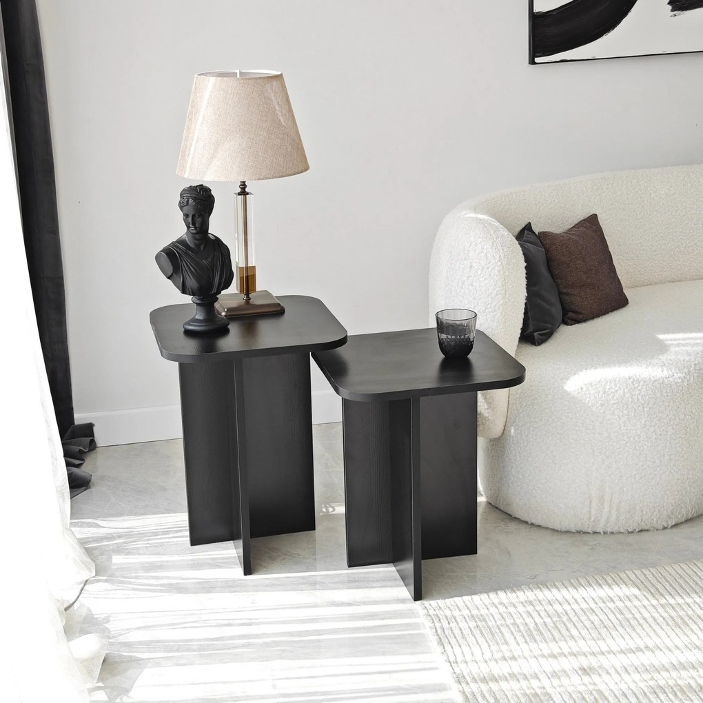 Conjunto de Mesas de Apoio Blues – Preto – 40x50x40 cm & 40x55x40 cm
