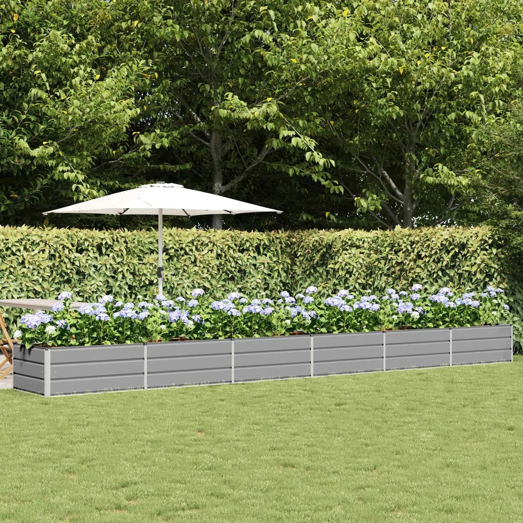 vidaXL Floreira Cinzento-claro 600 x 80 x 45 cm Aço