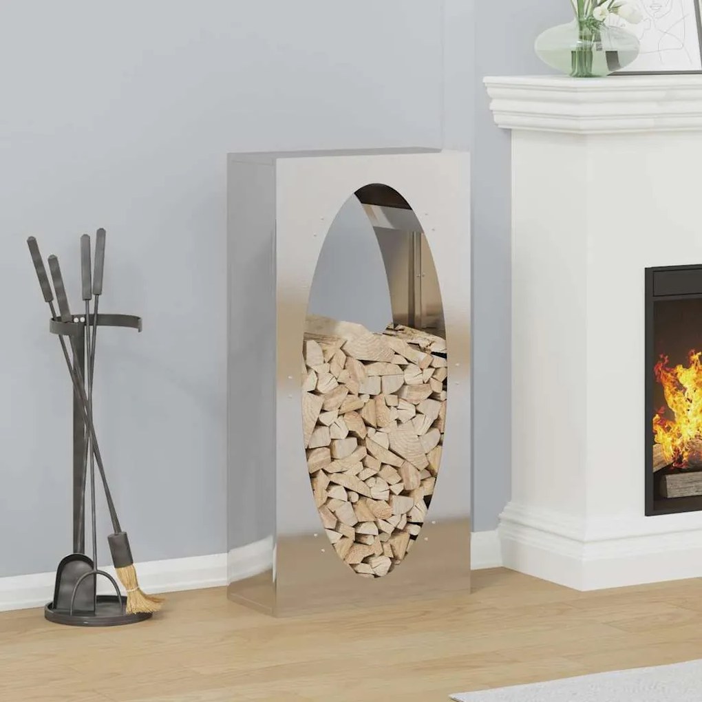 vidaXL Suporte para lenha 50x23x100 cm aço inoxidável