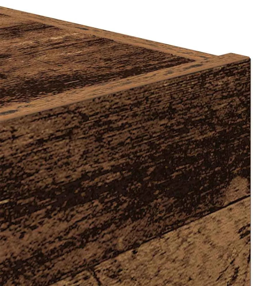 Cabeceira vidaXL com luzes LED Madeira Velha 45x40x55 cm