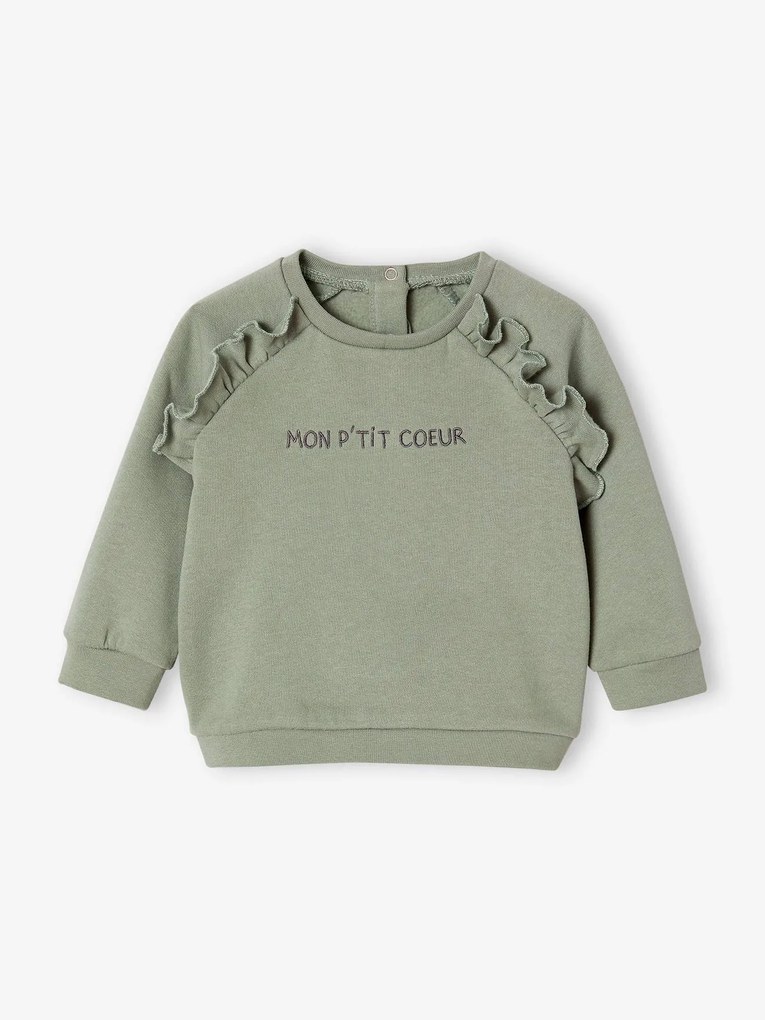 Sweat em moletão, personalizável, para bebé verde-salva