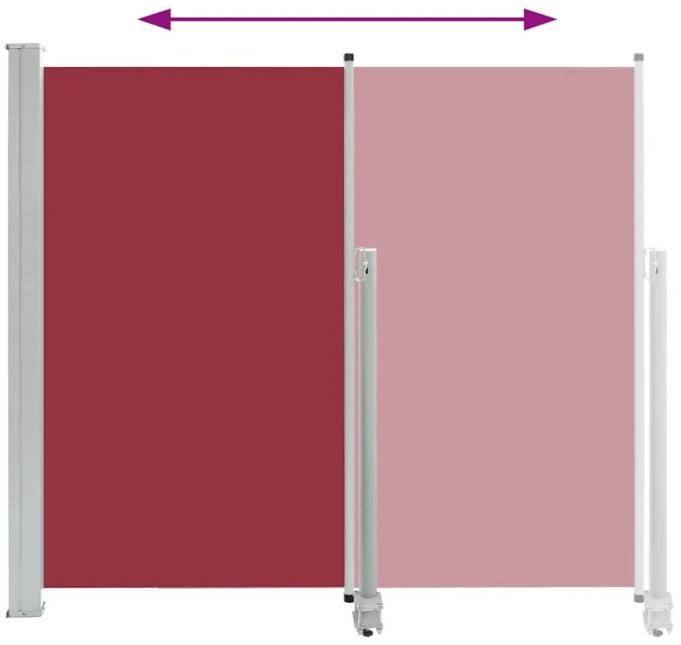 Toldo lateral retrátil para pátio 140x300 cm vermelho