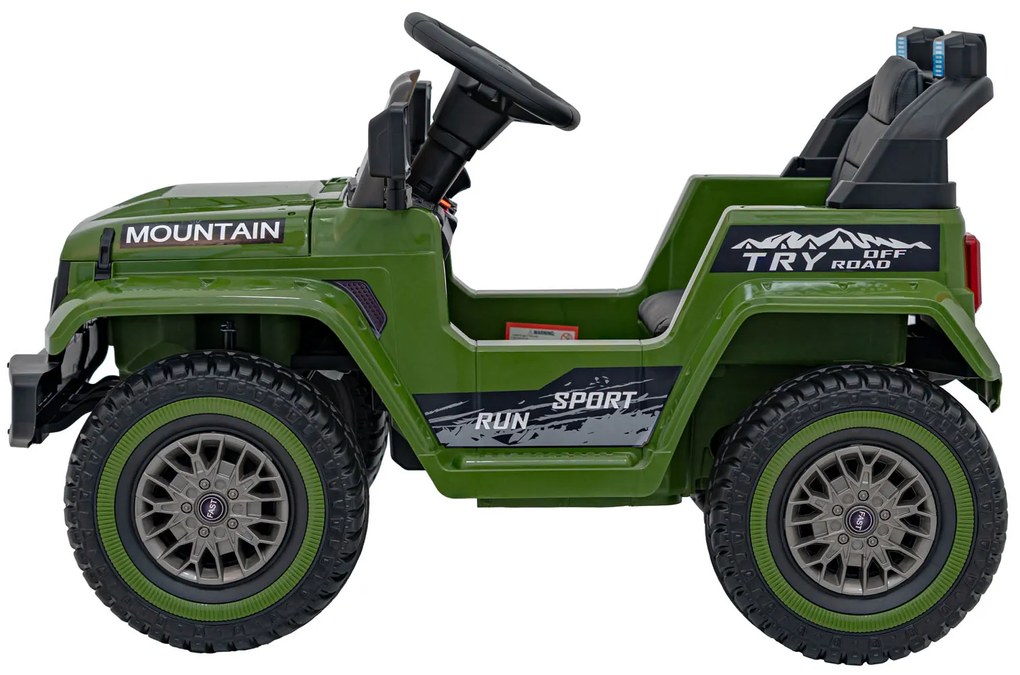 Carro elétrico para Crianças Off Road MOUNTAIN 12V Rodas Espuma EVA, Assento Couro ecológico Verde