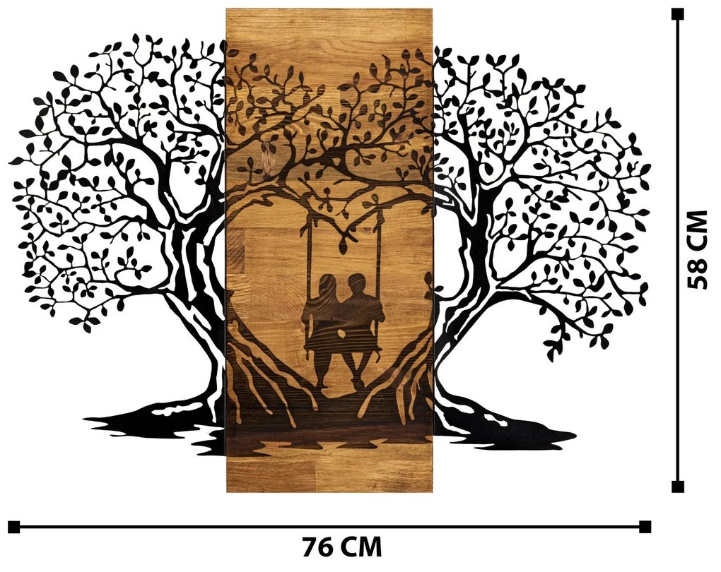 Acessório Decorativo de Parede Eva – Preto e Nogueira – 76 x 58 cm