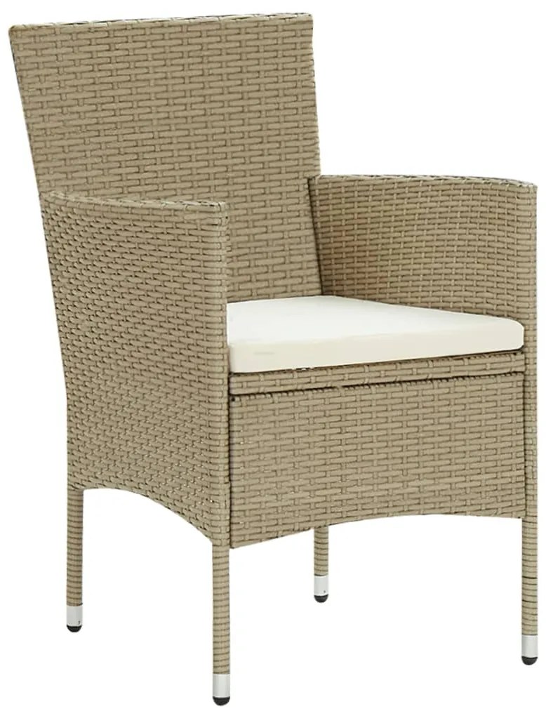 11 pcs conjunto de jantar para jardim vime PE bege