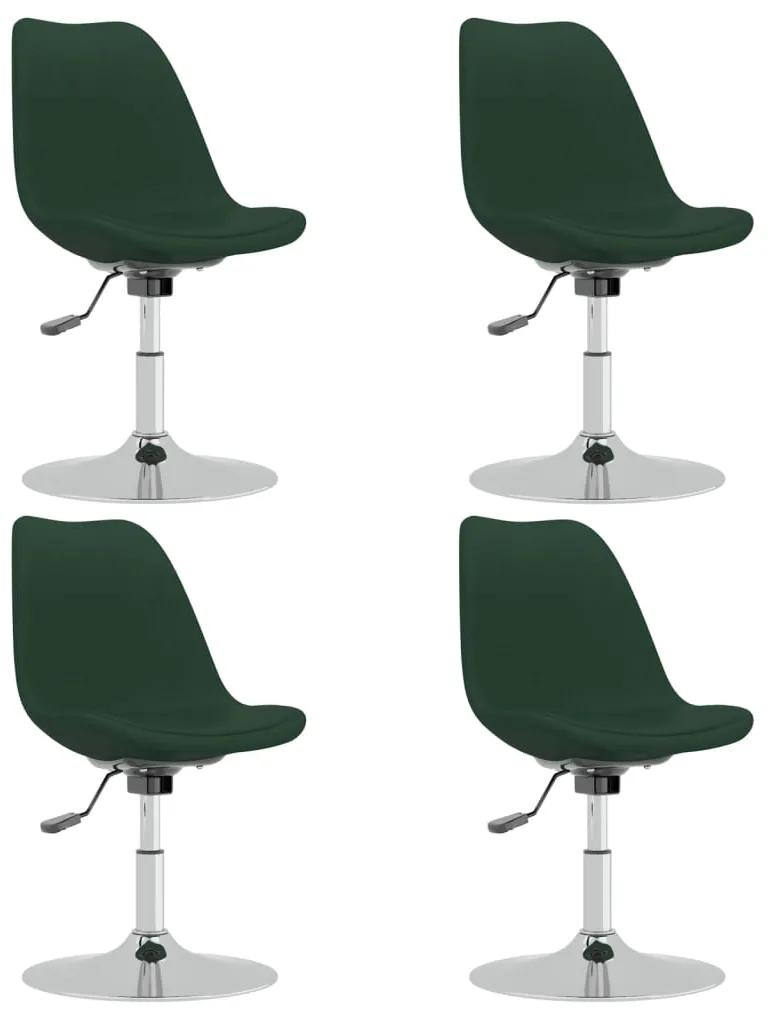 Cadeiras de jantar giratórias 4 pcs tecido verde-escuro
