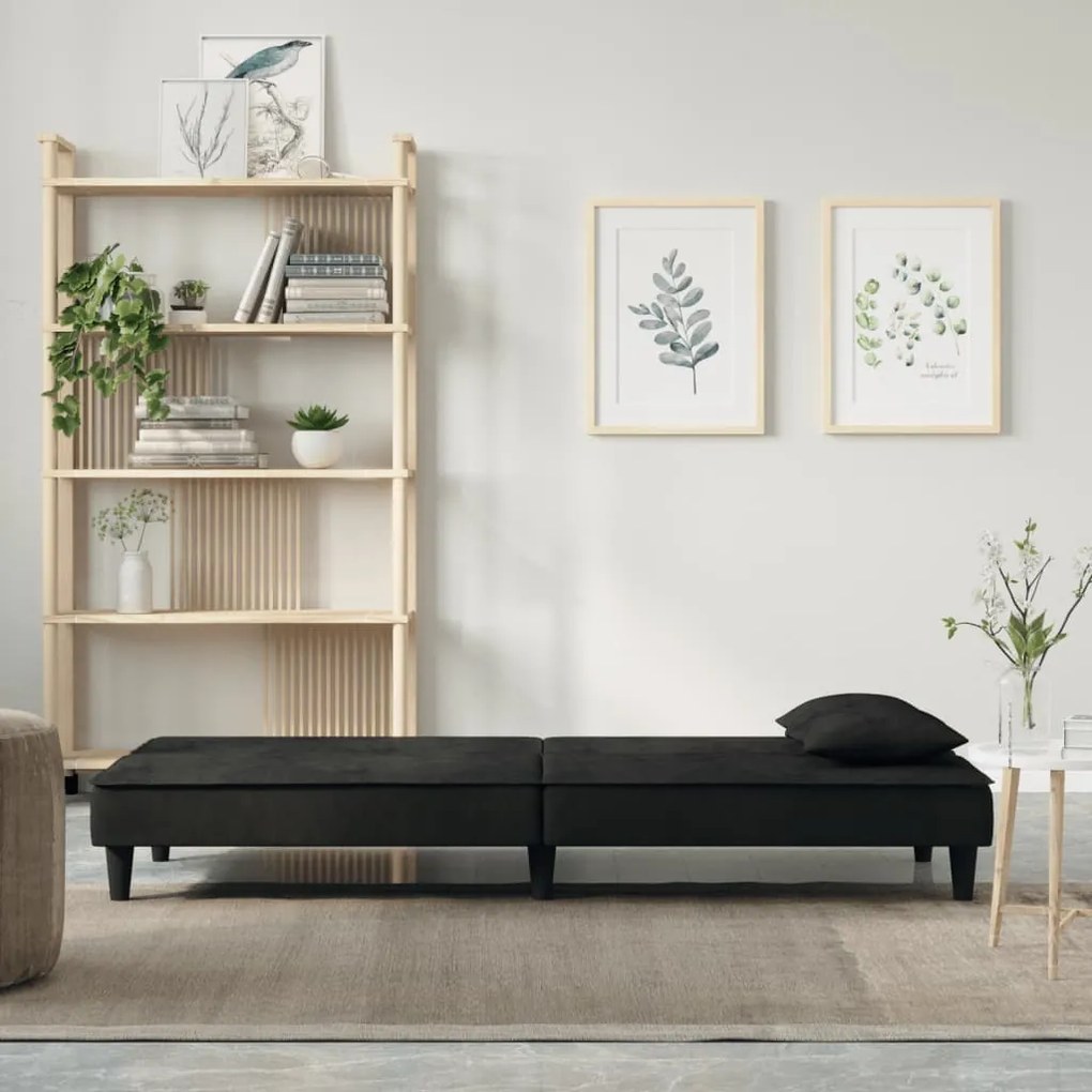Sofá-cama veludo preto