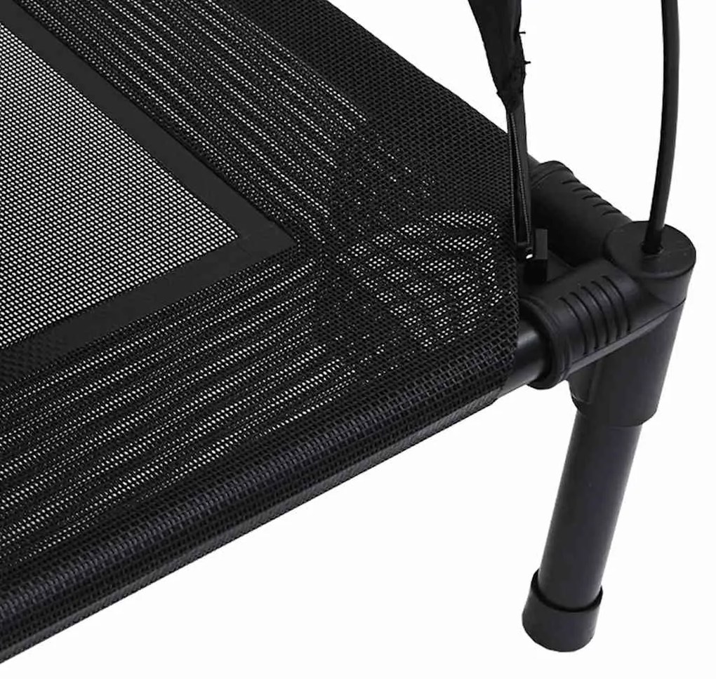 Cama Elevada para Cães com Telhado Removível Preto M Metal