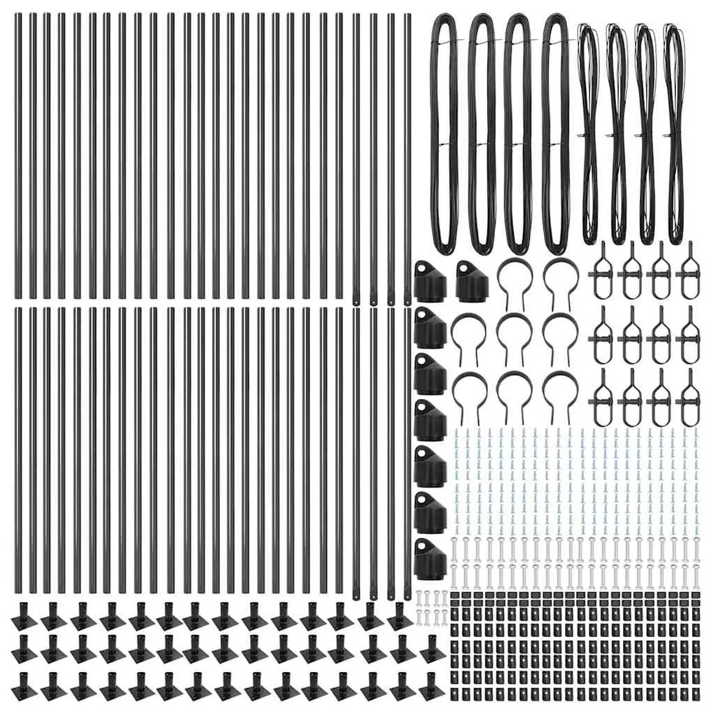Posts de Cerca com Bases, 52 peças, Ø32mm, 70cm, Aço Galvanizado
