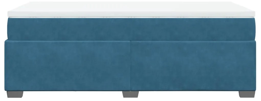Cama com molas/colchão 90x190 cm veludo azul-escuro