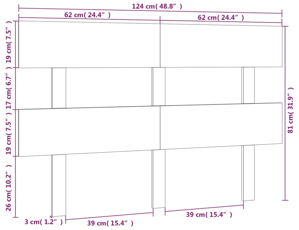 Cabeceira de cama 124x3x81 cm pinho maciço branco