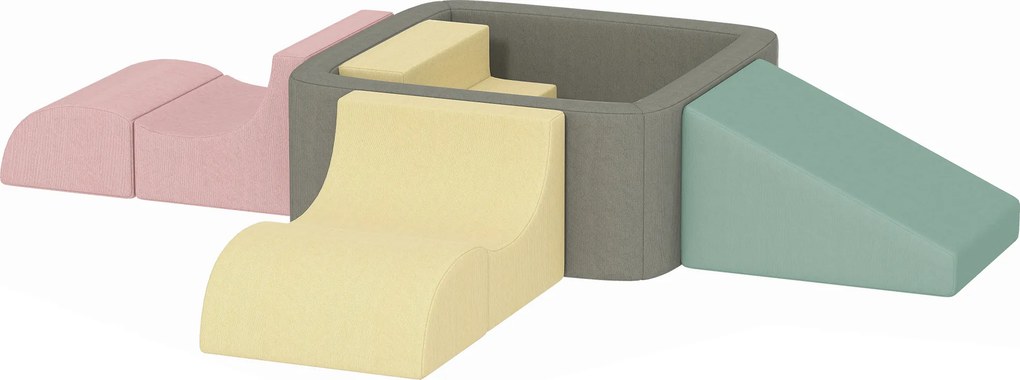 AIYAPLAY Conjunto de 7 Blocos de Espuma para Crianças Blocos de Psicomotricidade com Capas de Veludo Laváveis Multicolor | Aosom Portugal