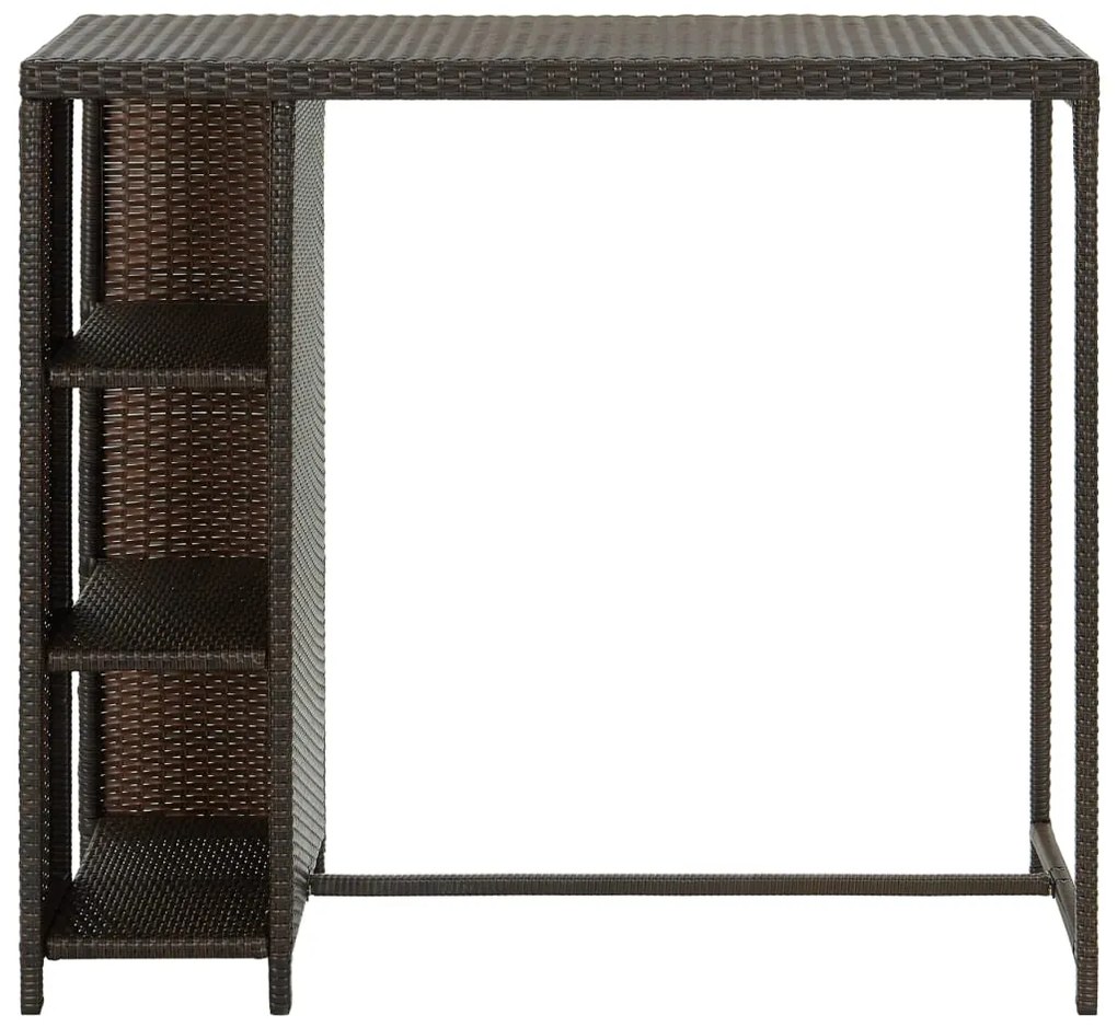 Mesa de bar com prateleiras 120x60x110 cm vime PE castanho