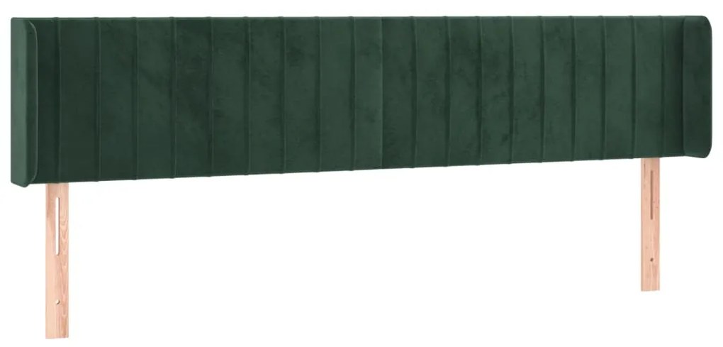 Cabeceira cama c/ luzes LED veludo 203x16x78/88 cm verde-escuro