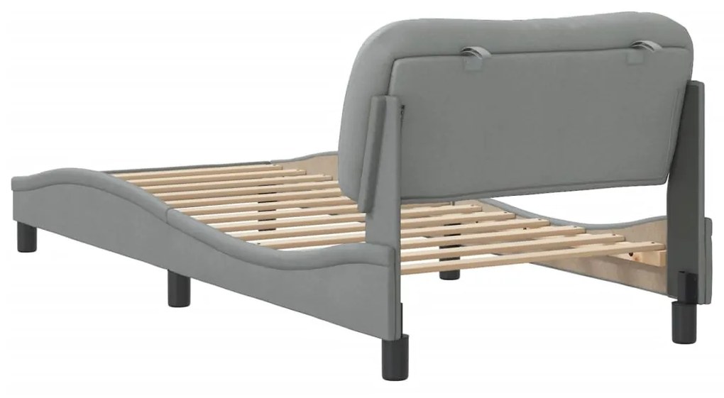 Estrutura de cama c/ cabeceira tecido 90x190 cm cinza-claro