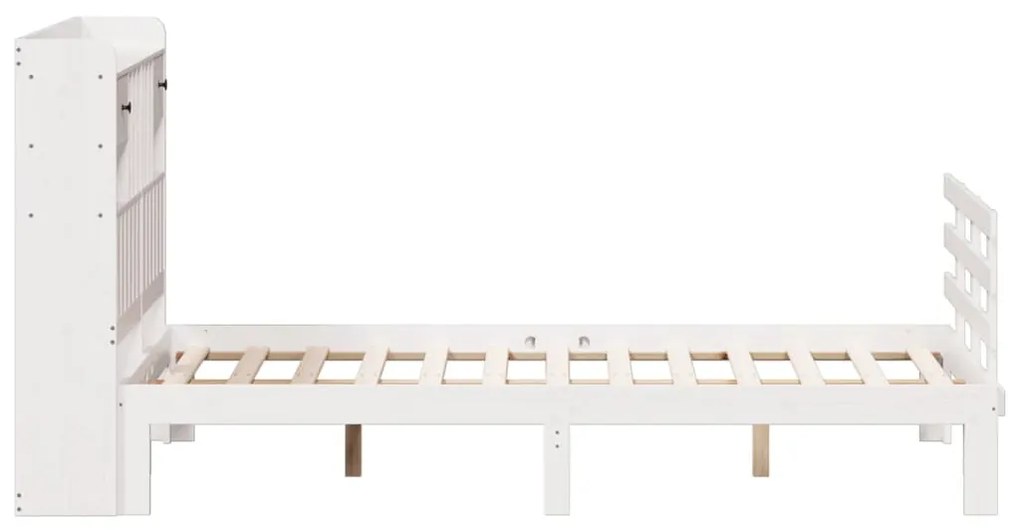 Cama com estante sem colchão 135x190 cm pinho maciço branco