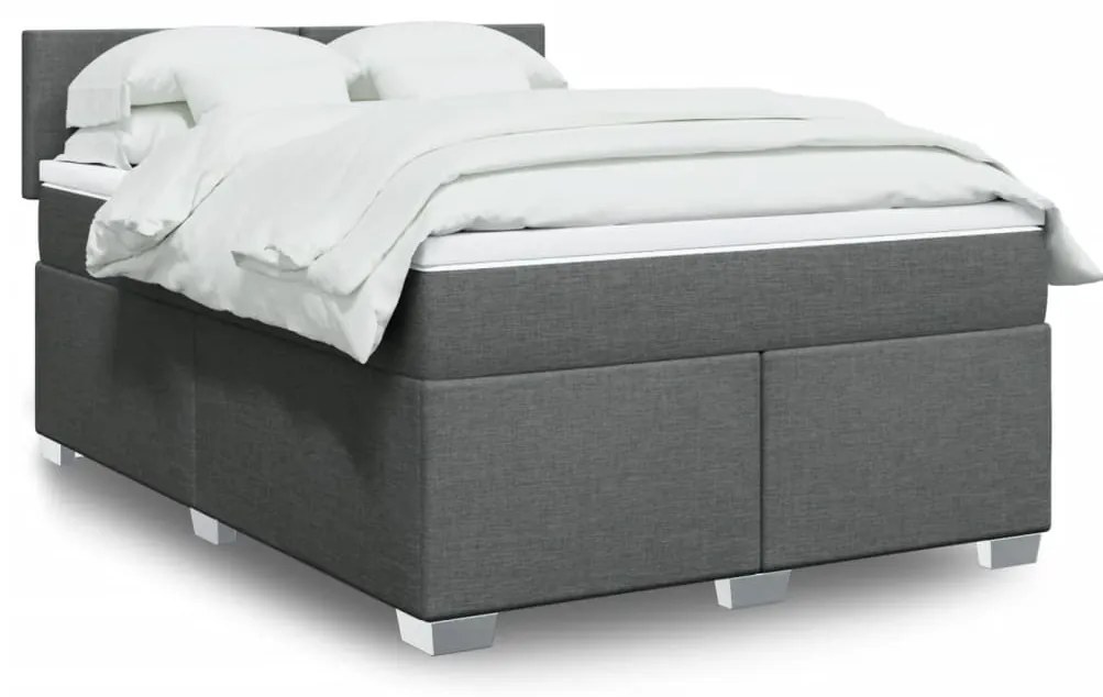 vidaXL Cama com molas/colchão 140x200 cm tecido cinzento-escuro